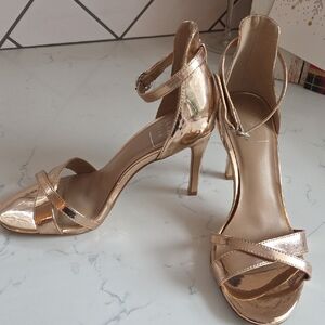 Kari Blue Elegant Rose Gold Strappy Heels